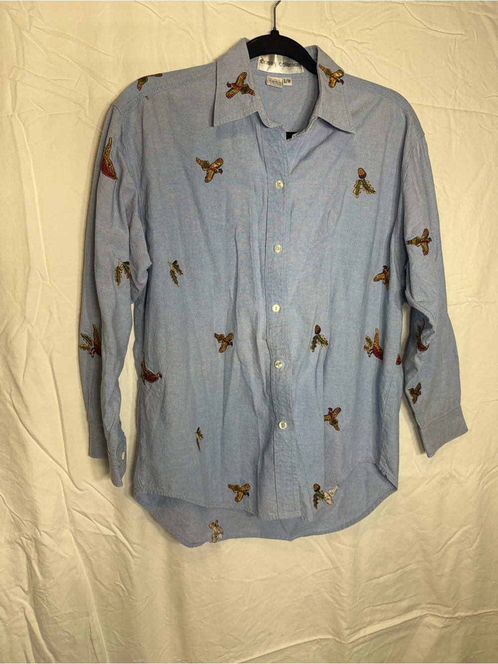 Light Blue Women’s Embroidered Button-Down Shirt